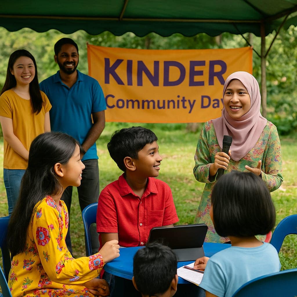 Youth community event at ARCO Alliance featuring diverse children and facilitators during Kinder Community Day, promoting engagement and multicultural participation.